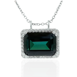 green tourmaline diamond halo necklace