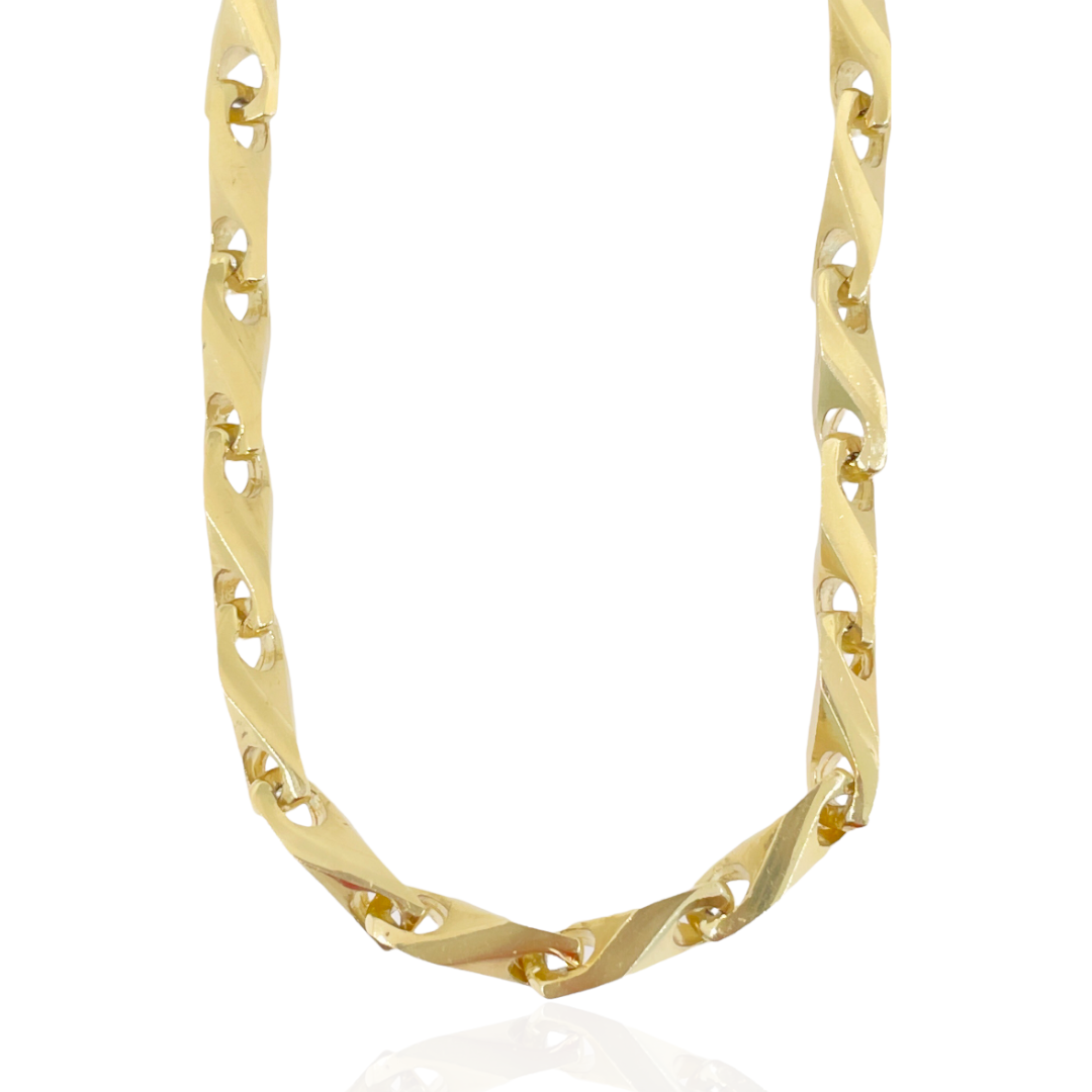 14kt solid fishtail link chain