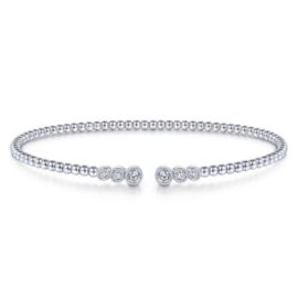 split cuff bracelet with bezel set diamonds
