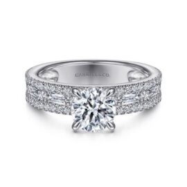 baguette & round diamond engagement ring