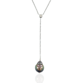 Tahitian pearl & diamond Y necklace