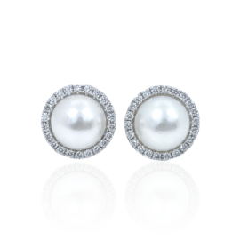 pearl & diamond halo earrings