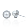 pearl & diamond halo earrings