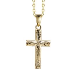 14kt Engraved Cross Pendant