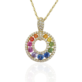 multi-color sapphire & diamond pendant