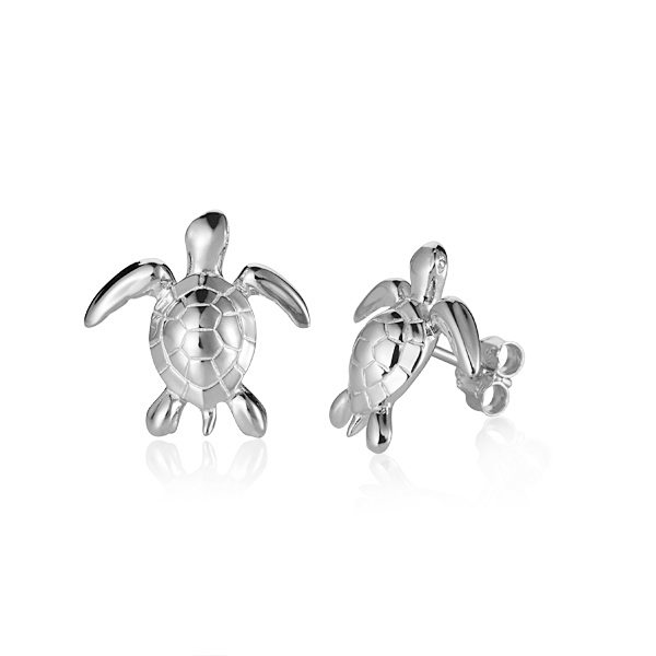 large white gold turtle earrings