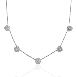 5 station diamond cluster necklace
