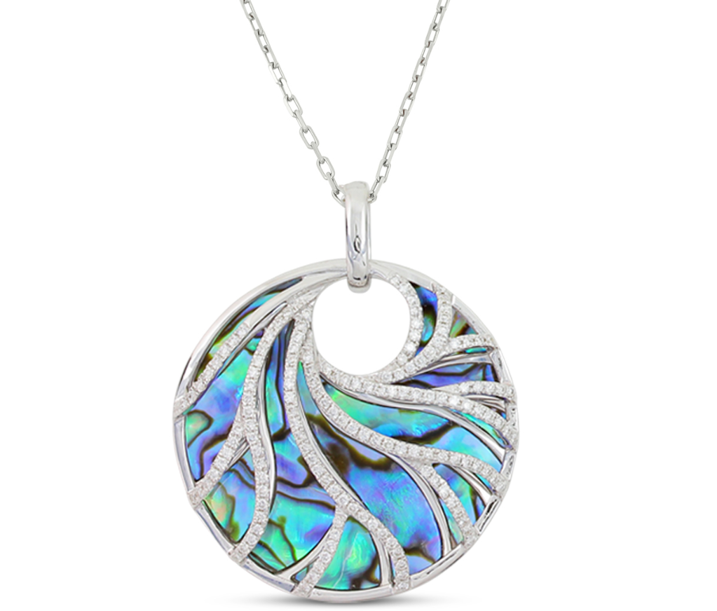 FS P3678A-4-WGAL ABALONE AND DIAMOND CAGE VENUS PENDANT