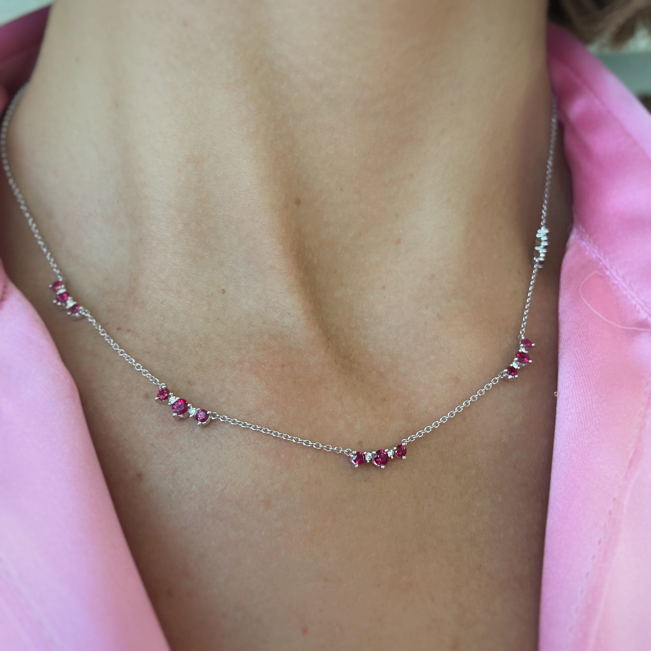 5 station ruby and diamond necklace