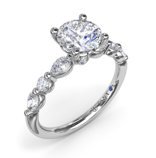 S4078 PEAR AND RBC DIAMOND SINGLE PRONG ENGAGEMENT RING MOUNTING