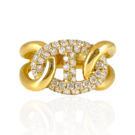BDW USA BDDR4494 18KY .68CTW PAVE LINK RING