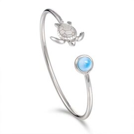 sterling silver larimar and turtle bangle