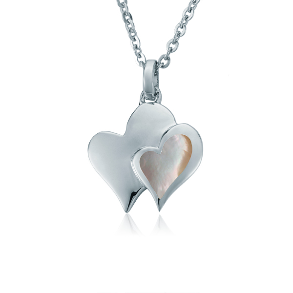 sterling silver mother of pearl heart pendant