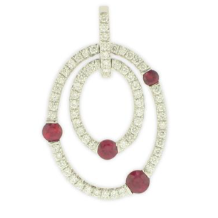 double oval ruby and diamond pendant