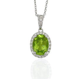PEP12085WT SHING ON OVAL PERIDOT PENDANT