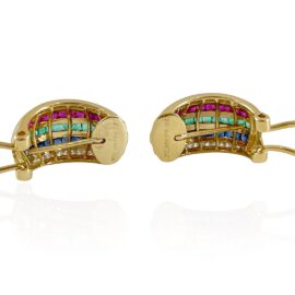 Le Vian 18ky multi color gemstone omega back earrings