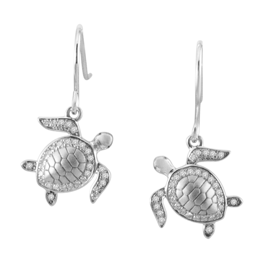 turtle diamond dangle earrings