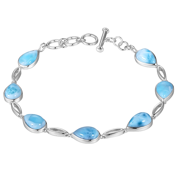 sterling silver teardrop larimar bracelet