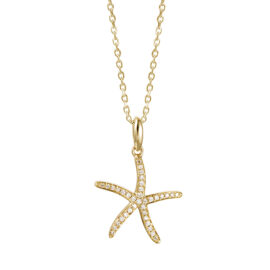 yellow gold starfish diamond pendant