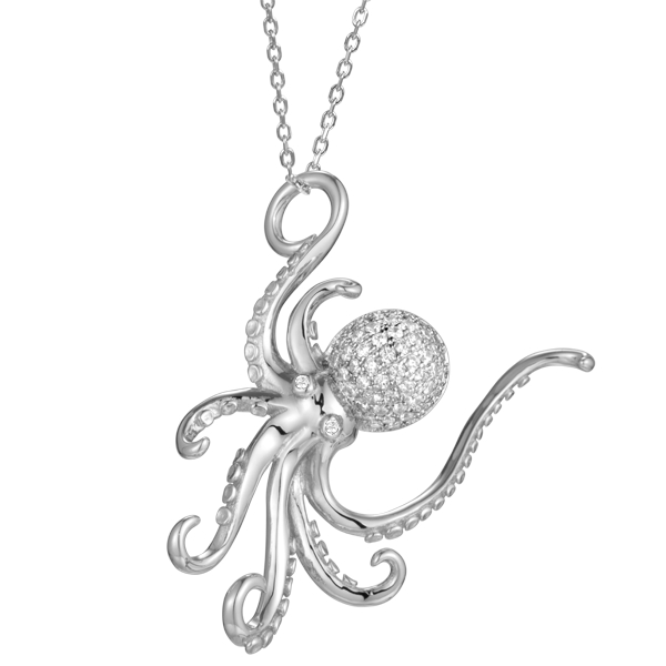 octopus pendant with cubic zirconia