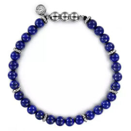 sterling silver lapis bead bracelet