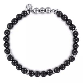sterling silver black onyx bead bracelet