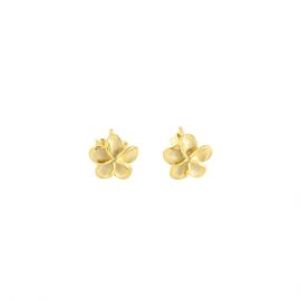 yellow gold 8mm plumeria earrings