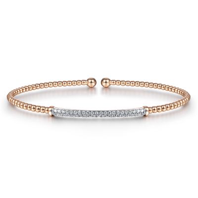 rose gold diamond bar cuff bracelet