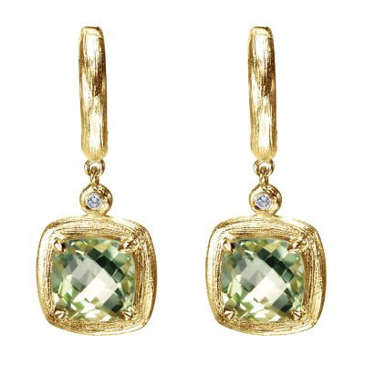 green amethyst and diamond earrings