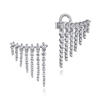 diamond tassel ear climber earrings